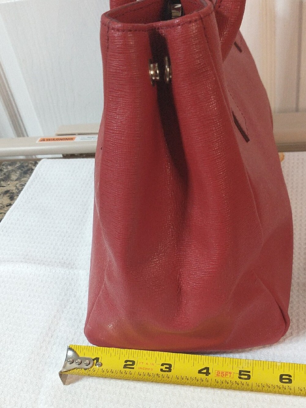 Furla Red Saffiano Leather Women's  Tote Bag Excellent Condition - Picture 11 of 15